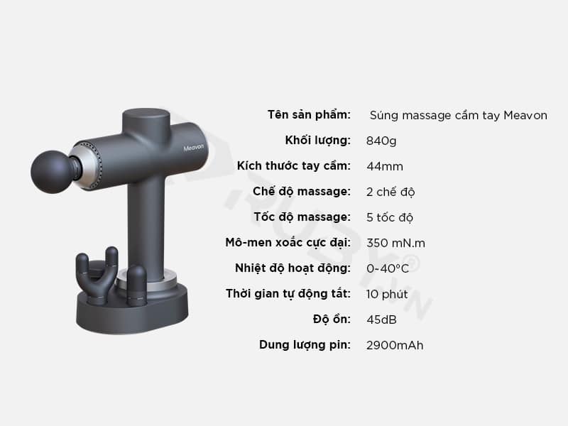 Thông số kỹ thuật Súng massage cầm tay Xiaomi Meavon