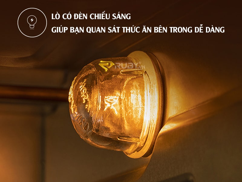 Đèn chiếu sáng giúp quan sát đồ ăn trong lò nướng điện Xiaomi dễ dàng