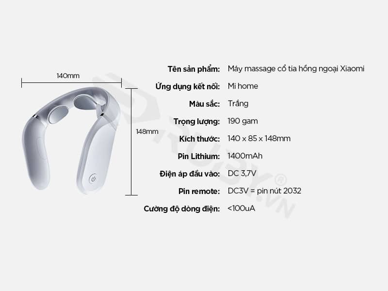 Thông số kỹ thuật máy massage cổ tia hồng ngoại Xiaomi Jeeback G2