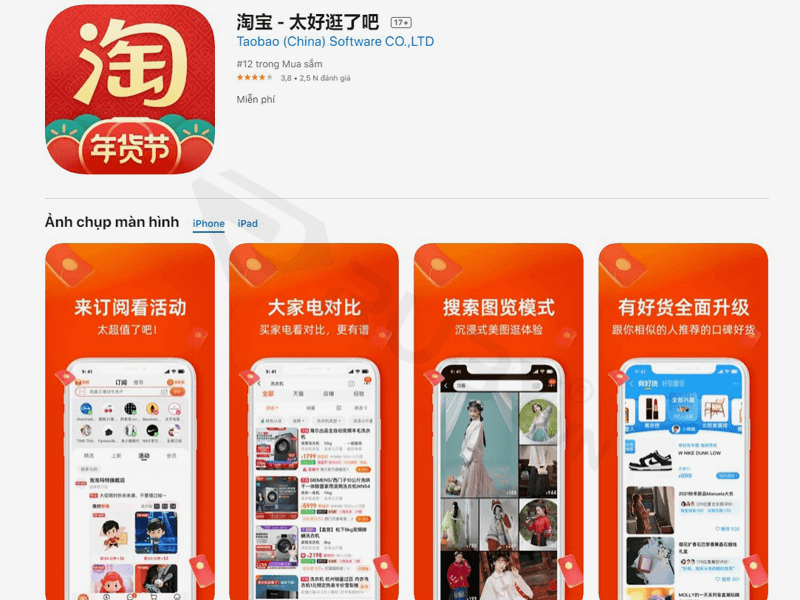 Ứng dụng Taobao trên App store