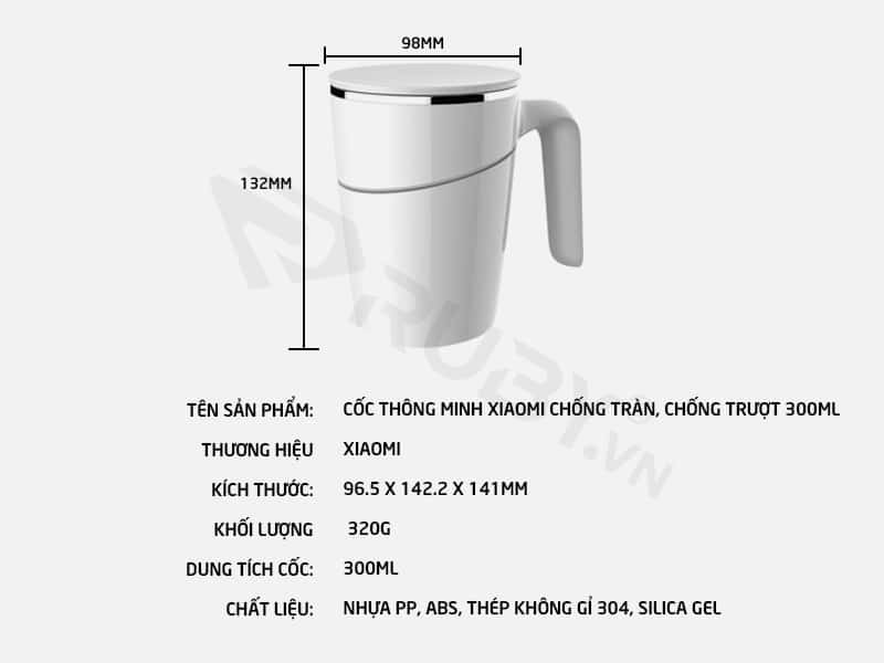 Thông số kỹ thuật Cốc thông minh Xiaomi Artiart DRIN002S 300ml