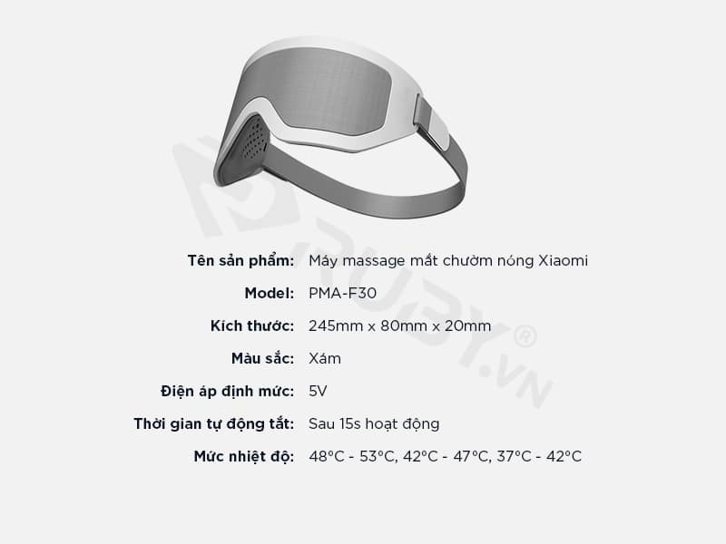 Thông số kỹ thuật Máy massage mắt chườm nóng Xiaomi PMA-F30