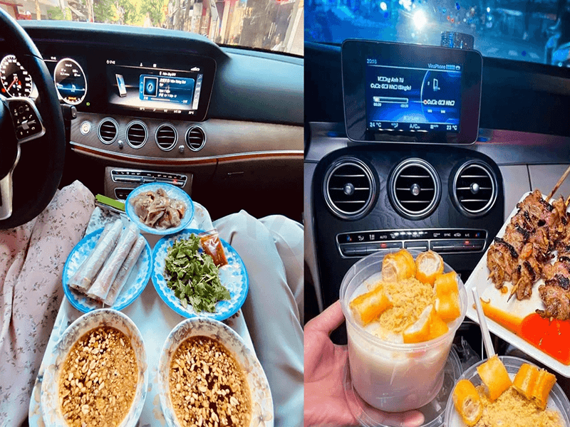 Thức ăn để trong xe ô tô