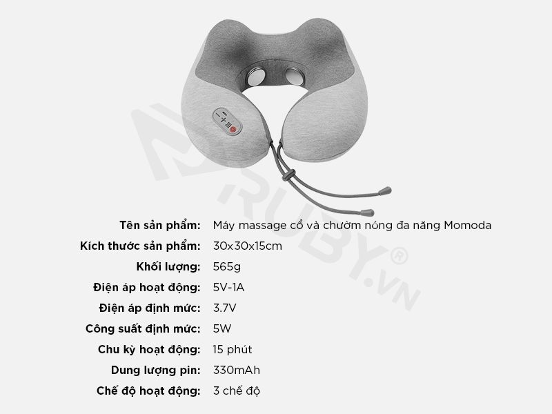 Thông số kỹ thuật của gối massage cổ xiaomi