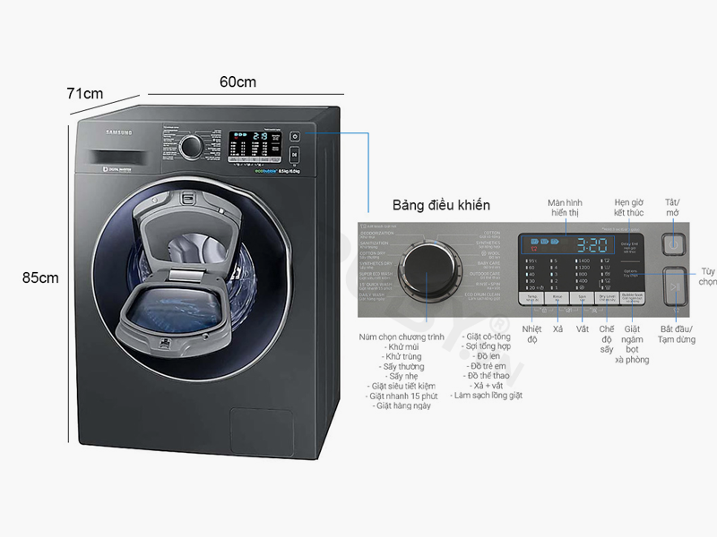 Máy giặt Samsung AddWash WD85K5410OX/SV 8 kg